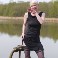 Outdoors solo session with hot ass blonde mature Mia Wallace
