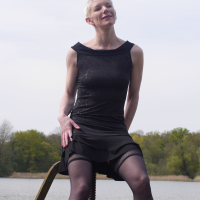 Outdoors solo session with hot ass blonde mature Mia Wallace
