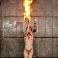 Hot Babe Pandora Von Kit naked playing with Fire