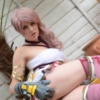 Cosplay Babe Samantha Bentley rubbing her Pussy