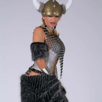 Vicky Vette posing and stripping as a hot Viking