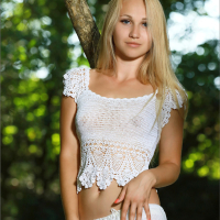 Blonde Hottie getting completely naked outdoors
