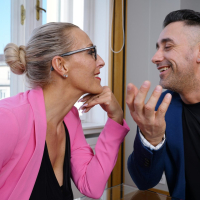 Lana Vegas drops on her knees to pleasure her lucky boss