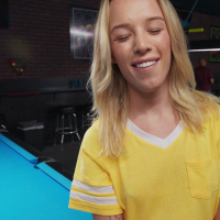 Hot babe Ashlyn Angel gets down and dirty in a pool hall