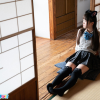 Ria Kurumi masturbates alone in a cute cosplay outfit
