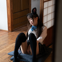 Ria Kurumi masturbates alone in a cute cosplay outfit