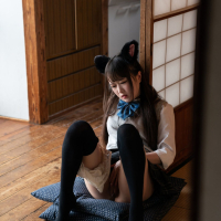 Ria Kurumi masturbates alone in a cute cosplay outfit