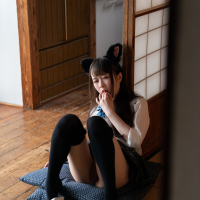 Ria Kurumi masturbates alone in a cute cosplay outfit