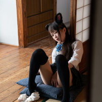Ria Kurumi masturbates alone in a cute cosplay outfit