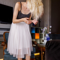 Cute slim blonde girl Paulina Pace flashing amazing naked curves