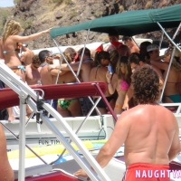 Naughty Allie posing and teasing at Boat Party
