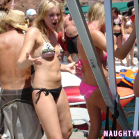Naughty Allie posing and teasing at Boat Party
