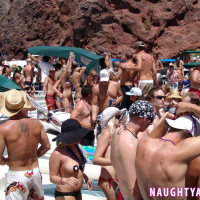Naughty Allie posing and teasing at Boat Party