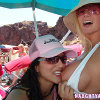 Naughty Allie posing and teasing at Boat Party