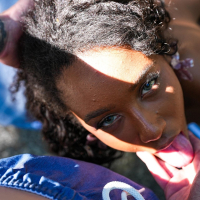 Mezmerizing BlueEyed Ebony babe takes a load on the belly after fucking