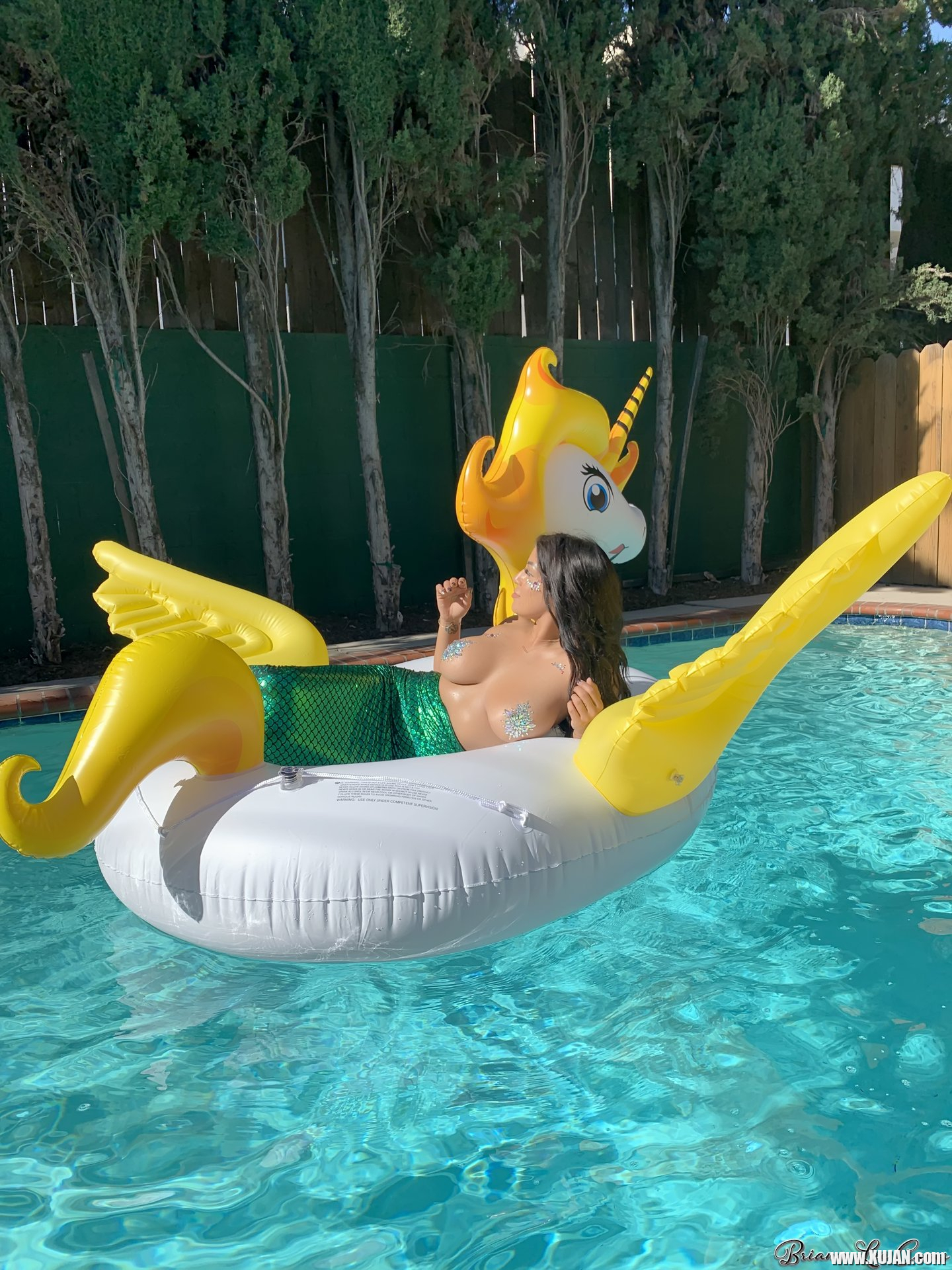 Briana Lee shows big Tits in Mermaid Suit in Pool - Photo #3428463