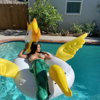 Briana Lee shows big Tits in Mermaid Suit in Pool