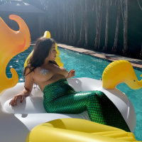 Briana Lee shows big Tits in Mermaid Suit in Pool