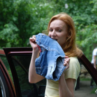 Naughty Redhead showing her Pussy in Car Park