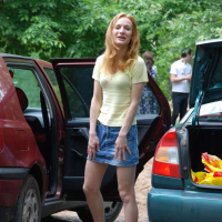 Naughty Redhead showing her Pussy in Car Park