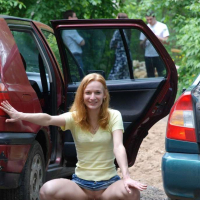 Naughty Redhead showing her Pussy in Car Park