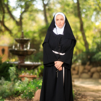 Busty Lena Paul Posing in an Uniform Outdoors