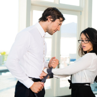 New Office Girl Megan Rain meets her new Boss