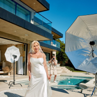 Busty blonde bride Spencer Scott mounts her asshole on a big schlong