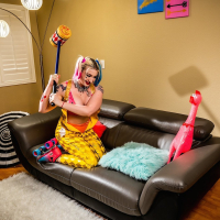 Naughty Leya Falcon dressed up as a sexy Harley Quinn
