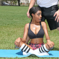 Sexy black beauty Brittney White having hardcore workout session