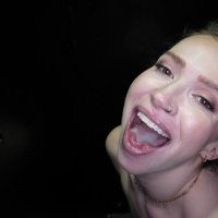 Lovely Hazel Paige sucks dick and eats cum through the gloryhole