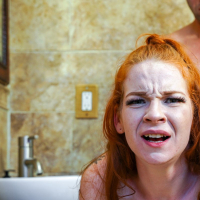 Redhead teen Amy Quinn in plaid skirt gets her butthole drilled deep