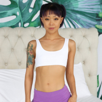 Slim Asian chick Saya Song makes a fat shaft disappear in her pussy