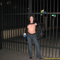 Amazing chick Maya teasing with her nice tits outdoors