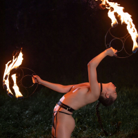 Naked babe Elilith Noir is a hot magister of fire
