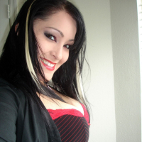 GND Kitty posing in some hot new black and red Lingerie