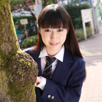 Naughty schoolgirl Tomomi Motozawa lifts up her skirt flashing panties