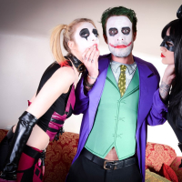Slutty Babe Jessica Jensen fucks Joker and Batgirl