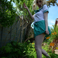 Hot schoolgirl Jessica Jensen toying in the Garden