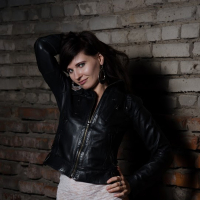 Jeny Smith in a Leather Jacket showing her Pussy