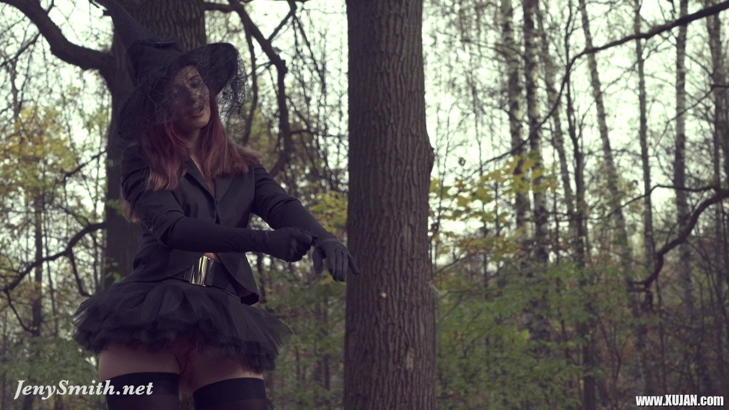 Jeny Smith wearing hot witch costume in the woods - Photo #3474881