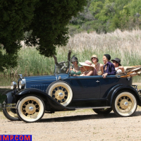 Lovely MILFs love driving in an old car by the lake