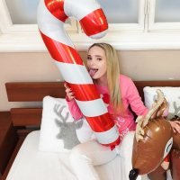 Gorgeous Athena Fleurs enjoys sucking and riding a big hard cock for Xmas