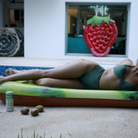 Gorgeous Melena Maria Rya having fun in her green swimsuit outdoors