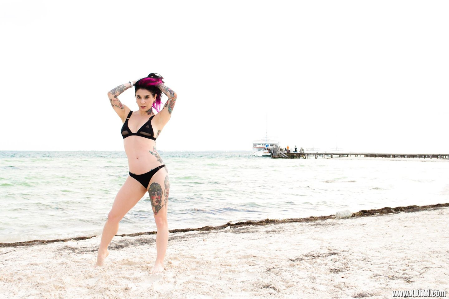 Joanna Angel poses in a sexy Bikini on the Beach - Photo #3480757