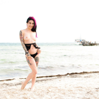 Joanna Angel poses in a sexy Bikini on the Beach