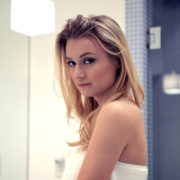 Lovely busty Natalia Starr lets her Bath Towel slip