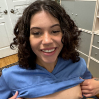 Nurse Nicole Luva comes home from work and spreads her legs wide