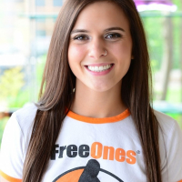 Brunette babe Kaley Kade wearing her FreeOnes gear