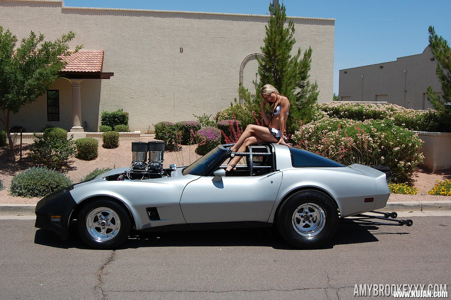 Sexy Porn Star Amy Brooke posing on a Corvette - Photo #3487946